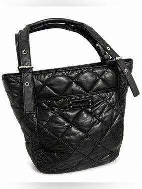 Vera Bradley Black Quilted Tote Bag with Front Plaque NWOT